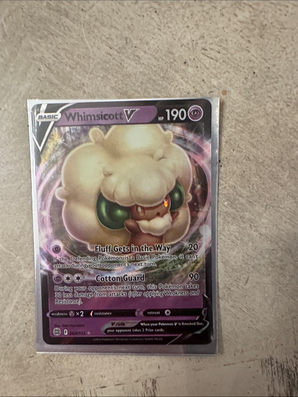 Pokemon Whimsicott V Purple Pink Collectible Card